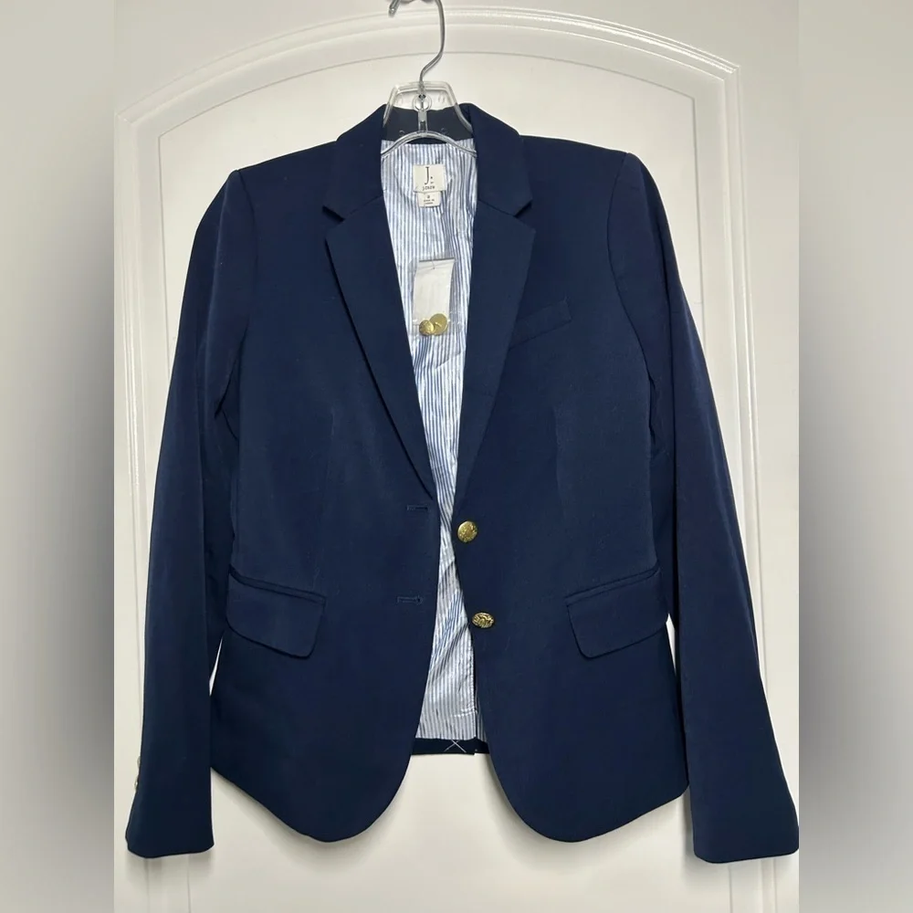 J. Crew Original schoolboy Navy blazer gold button size 2 NWT preppy academia